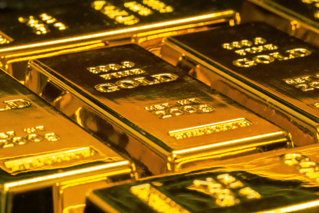 Close-up of gold bars