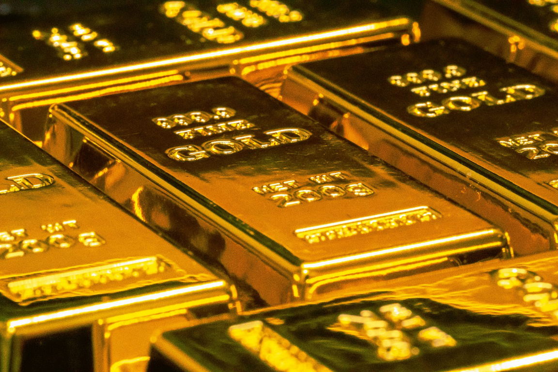 Close-up of gold bars