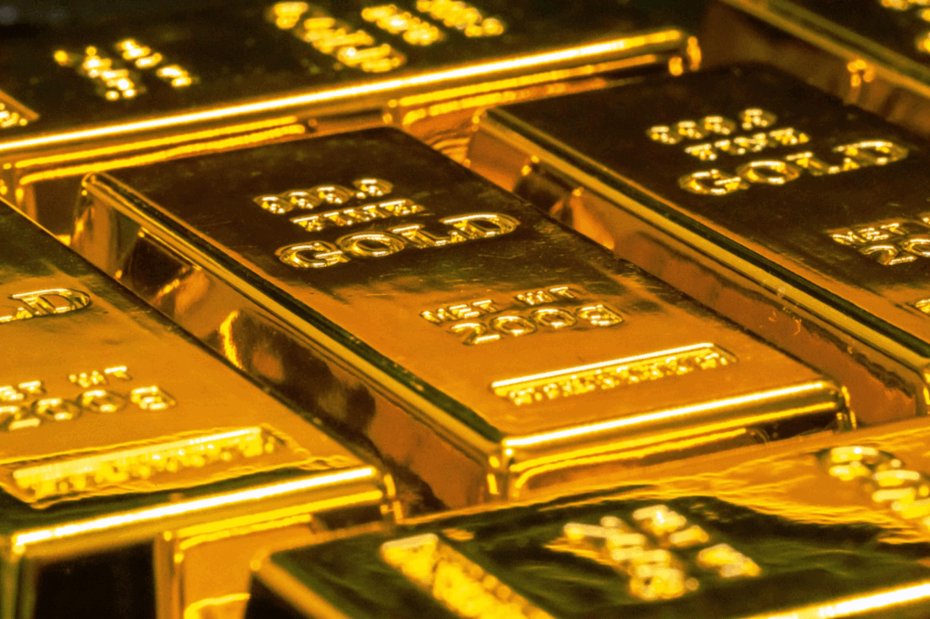 A close-up of gold bars